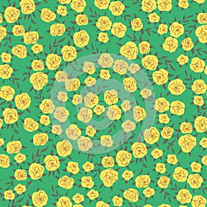 Small retro rose flower illustration motif seamless repeat pattern