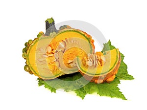 Small ripe yellow-green pumpkin