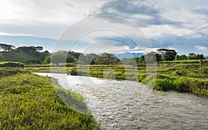 Small river and landscape photo