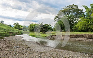 Small river and landscape photo