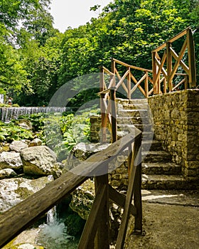 Small river in nature near the town of Campagna, Campania region, Italy. photo