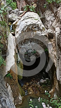 Small river on the path of Black Cave close to Proussos village in Karpenissi Greece photo