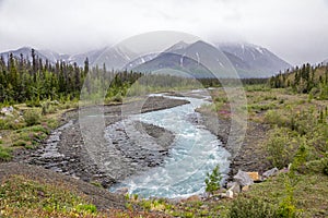 Kluane Ranges south of Haines Junction on a rainy day