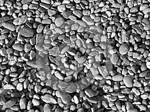 Small river sea stones. summer background. black and white pebble stone matrerial