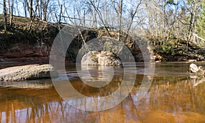 Small rivers with stones in long exposure