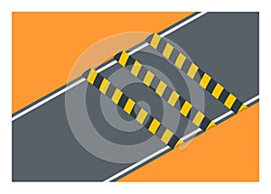 Small road with speed bumps. Simple flat illustration.. Simple flat illustration