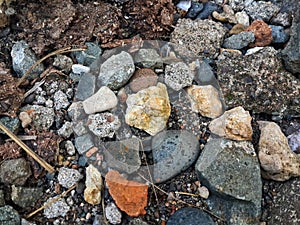 small rock texture scattered on the ground behind the house 7