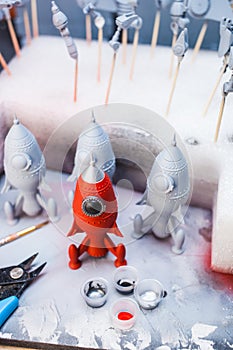 Small rockets made in 3D resin printing