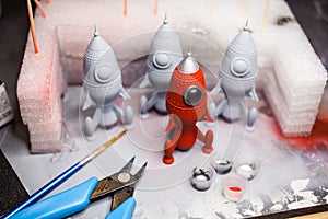 Small rockets made in 3D resin printing