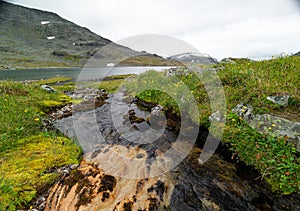 A small, rocky mountain stream in Sarek National Park, Sweden.