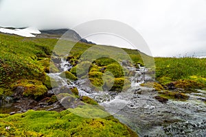 A small, rocky mountain stream in Sarek National Park, Sweden.