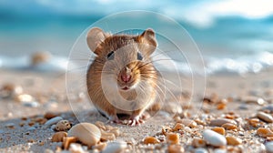 Small Rodent on Beach Looking at Camera