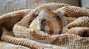 Small Rodent Resting on Blanket