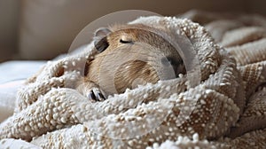 Small Rodent Resting on Blanket