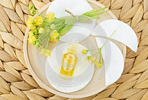 Small roll-on bottle with linden (tilia, basswood, lime tree) perfume oil. Natural beauty treatment