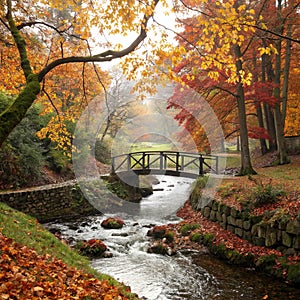 Romantic rivulet with bridge