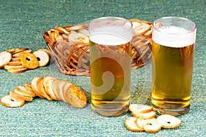 Small round mini bake rolls with beer