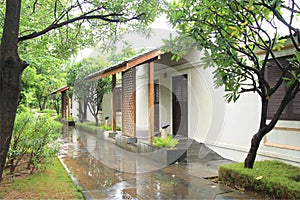 Small row house with wheel chair ramp photo