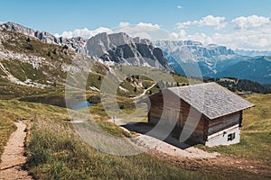 Small rural house in Puez-Geisler Nature Park, a nature reserve in South Tyrol, Italy