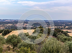 Small rural village in the countryside surrounded by agricultural fields, Azanuy, La Litera, Huesca, Spain photo