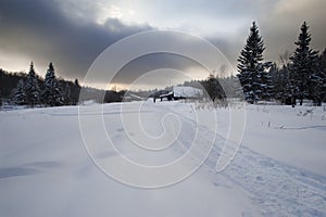 Small russian village in winter