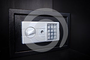 Small safe on shelf in your home or hotel