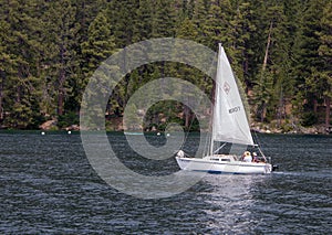 A Small Sailboat on Lake Tahoe