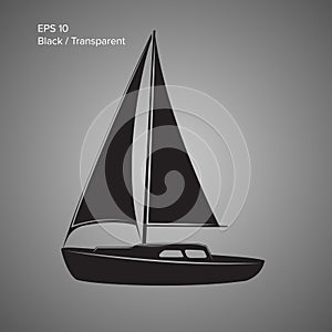 Small sailboat vector icon. Small boat with sail