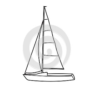 Small sailboat vector illustration. Small boat with sail