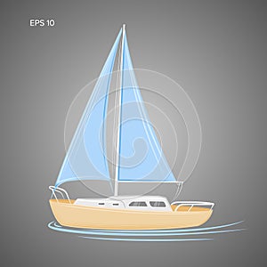 Small sailboat vector illustration. Small boat with sail