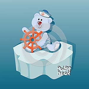 Small sailor bear on an ice floe.
