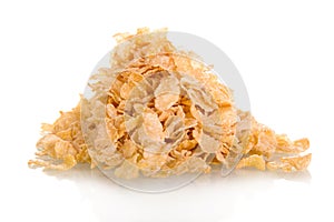 Small sampling of corn flake isolated on white