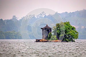 Small sanctuary in the middle of river in Sri Lanka