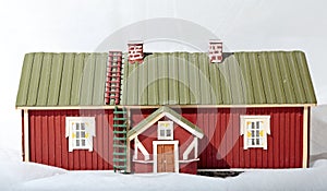 Small scale model house with white background