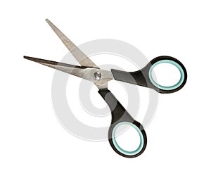 Small scissors close up isolated on white