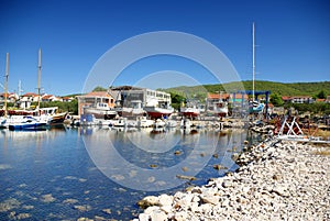 Small sea shipyard and harbor, ship repair