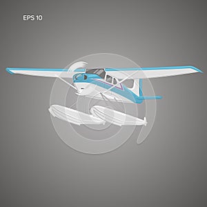 Small seaplane isolated vector illustration