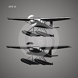 Small seaplane isolated vector illustration