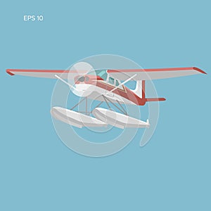 Small seaplane isolated vector illustration