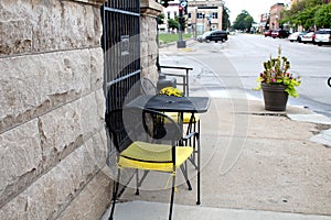 Small seating area with yellow cushions