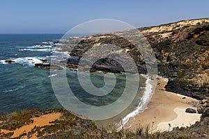 A small secluded beach near Almograve, at the Vicentine Coast, in Alentejo photo