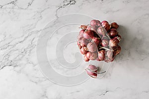 small shallots on a light background