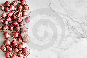 small shallots on a light background