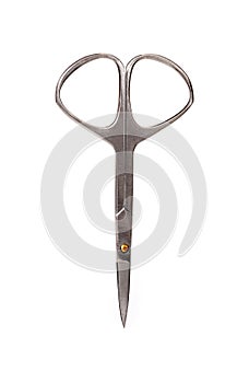 Small sharp nail scissors isolated on white background