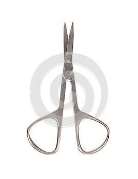 Small sharp nail scissors isolated on white background