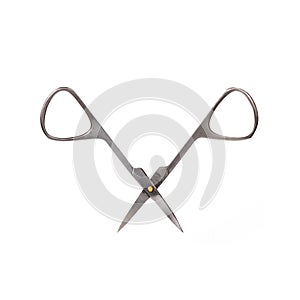 Small sharp nail scissors isolated on white background