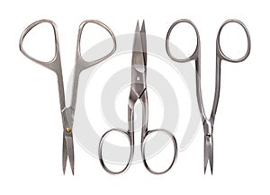 Small sharp nail scissors isolated on white background