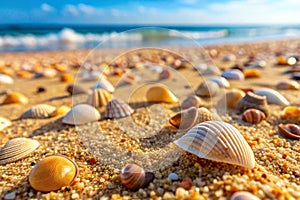 Small shells on the beach. Small shells on sandy beach