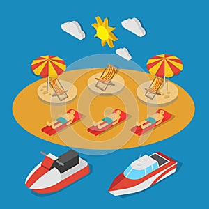 Small Ships Isometric Composition