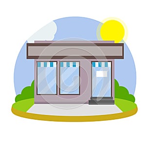 Small shop and Store. Cartoon flat illustration